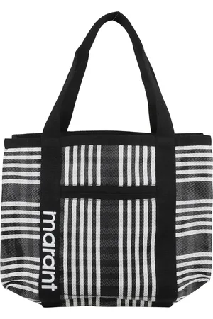 Isabel Marant Tassen, Dames, Zwart, ONE Size, Nylon, Gestreepte Nylon Schoudertas