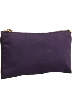 Prada Pre-owned, Dames, Paars, ONE Size, Nylon, Pre-owned Nylon pouches