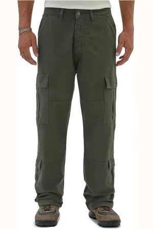 Guess Broeken, Heren, Groen, W32, Minimalistische Logo Broek met Rits/Knoopsluiting