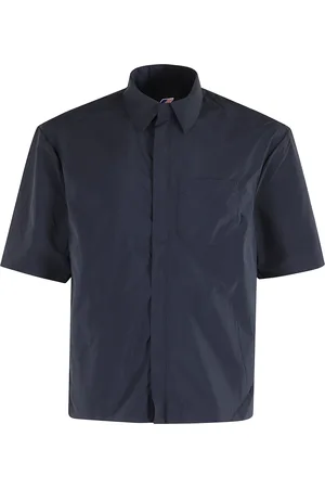 K-Way Overhemden, Heren, Blauw, S, Blauw Waterdicht Overhemd met Korte Mouwen