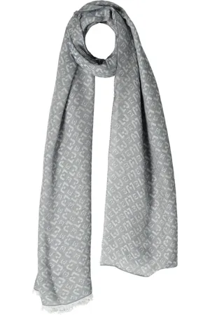 Liu Jo Accessoires, Dames, Blauw, ONE Size, Denim, Blauwe Logo Sjaal voor Stijlvolle Outfits