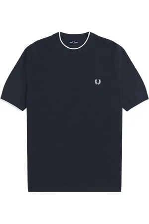 Fred Perry Tops, Heren, Blauw, S, Katoen, Klassiek Laurel Geborduurd T-shirt
