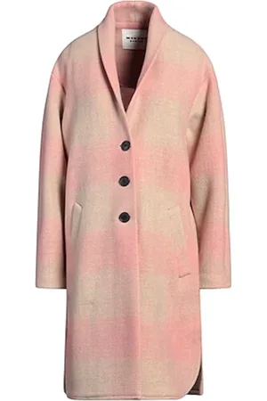 Isabel Marant Mantels, Dames, Roze, S, Wol, Geruite wollen jas