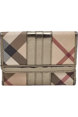 Burberry Pre-owned, Dames, Grijs, ONE Size, Pre-owned Coated canvas wallets
