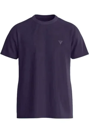 Guess Tops, Heren, Blauw, M, Katoen, Basis Ronde Hals Katoenen T-shirt