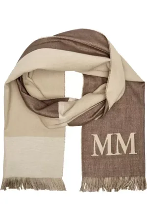Max Mara Accessoires, Heren, , ONE Size, Katoen, Logo Accent Dames Sjaal Bruin