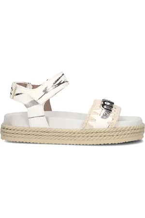Mou Schoenen, Dames, Wit, 36 EU, Leer, Zwarte Touw Sandalen met Bandje