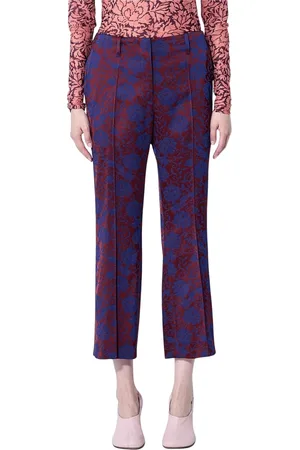 DRIES VAN NOTEN Broeken, Dames, Veelkleurig, XL, Bloemen Geborduurde Pantalon
