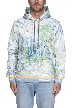 Etro Sweatshirts & Hoodies, Heren, Veelkleurig, L, Blauwe Sweatshirt met Bloemenprint voor Mannen