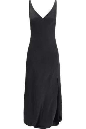 Alexander McQueen Kleedjes, Dames, Zwart, M, Gescheurde Afwerking Lange Jurk