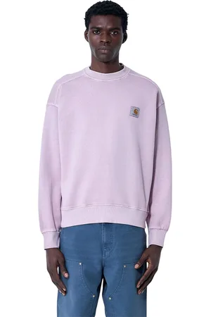 Carhartt Sweatshirts & Hoodies, Heren, Paars, L, Katoen, Logo Patch Crewneck Sweatshirt