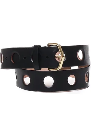 Alaïa Accessoires, Dames, Zwart, 75 CM, Leer, Zwart geperforeerde polka dot riem