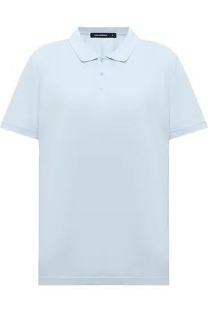 Karl Lagerfeld Tops, Heren, Blauw, M, Katoen, Lichtgrijs blauw poloshirt met monogrampatroon