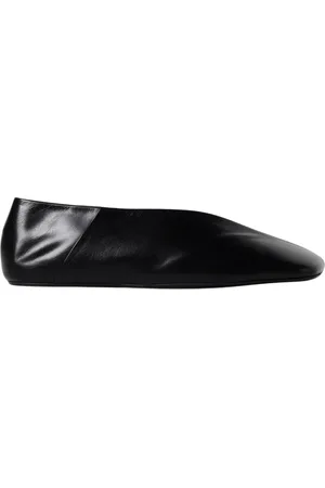 Jil Sander Schoenen, Dames, Zwart, 36 1/2 EU, Leer, Zwarte Leren Ballet Flats Minimalistische Stijl