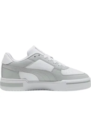 PUMA Schoenen, Heren, Grijs, 42 1/2 EU, Casual Leren Sneakers Grijs Wit