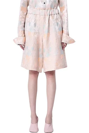 DRIES VAN NOTEN Korte broeken, Dames, Roze, S, Bloemen Jacquard Trekkoord Shorts