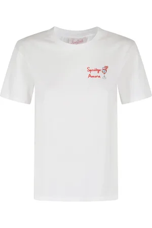 MC2 SAINT BARTH Tops, Dames, Wit, XS, Katoen, Witte Katoenen T-Shirt Emilie