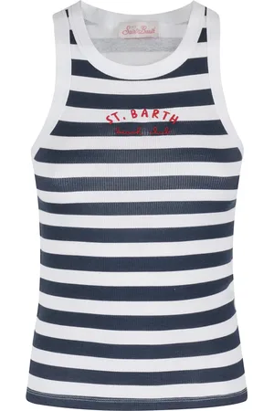 MC2 SAINT BARTH Tops, Dames, Wit, M, Katoen, Geribbelde One Shoulder Top