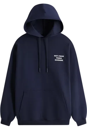 Drôle de Monsieur Sweatshirts & Hoodies, Heren, Blauw, XL, Katoen, Stijlvolle Hoodie Slogan Navy Jacket