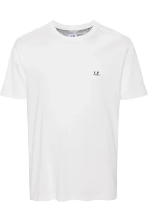 C.P. Company Tops, Heren, Wit, L, Katoen, Katoenen T-shirt met handtekening goggles