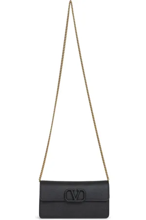 VALENTINO GARAVANI Tassen, Dames, Zwart, ONE Size, Leer, Zwarte leren VLogo schoudertas