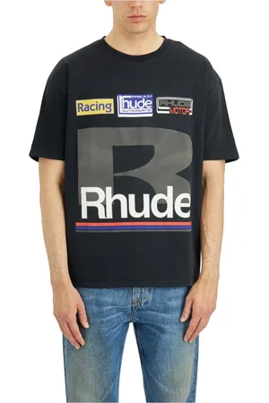 Rhude Tops, Heren, Zwart, S, Petrol Patch T-shirt Urban Stijl