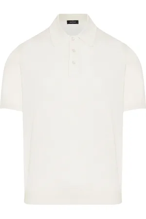 Gran Sasso Tops, Heren, Wit, XL, Luxe Zijden Polo Shirt Gemaakt in Italië