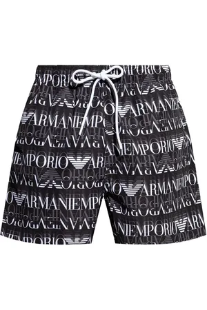 Emporio Armani Badkleding, Heren, Zwart, L, Polyester, Polyester Zwemkleding met zijzakken