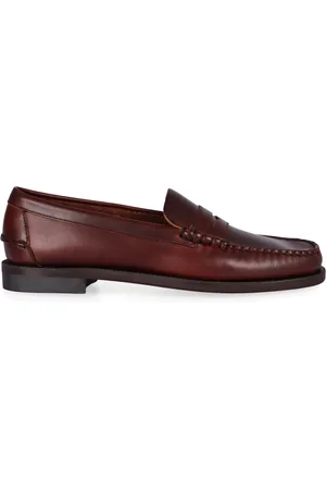 SEBAGO Schoenen, Heren, Bruin, 42 1/2 EU, Leer, Waxy Leren Loafers Ronde Neuslijn