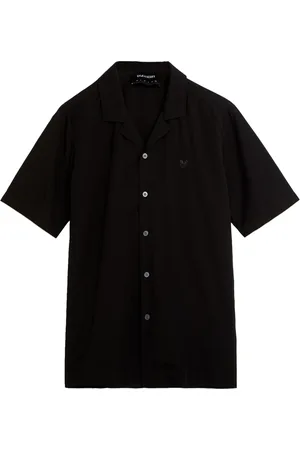 Lyle & Scott Overhemden, Heren, Zwart, XL, SS Geweven Overhemd Contrast Manchet Overhemd