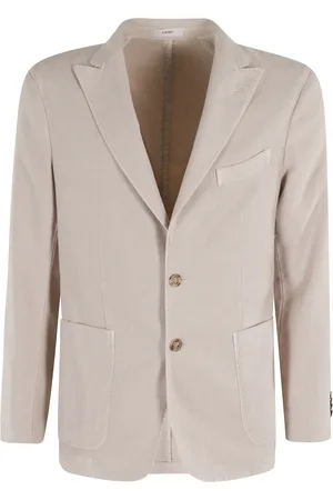 Boglioli Jassen, Heren, , XL, Linnen, Zand Linnen Blazer met Reverskraag