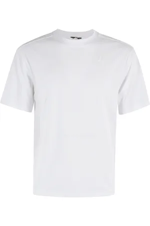 K-Way Tops, Heren, Wit, XL, Katoen, Witte Geribbelde Ronde Hals Korte Mouw T-Shirt