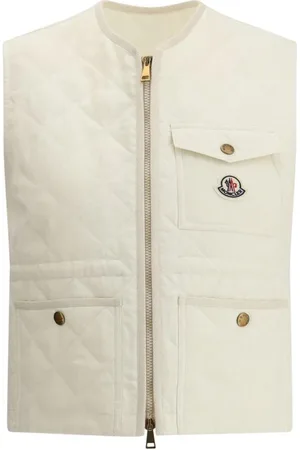 Moncler Jassen, Dames, , XS, Linnen, Gewatteerd Vest met Zakken