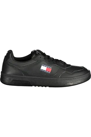 Tommy Hilfiger Schoenen, Heren, Zwart, 43 EU, Polyester, Zwarte Polyester Sneaker