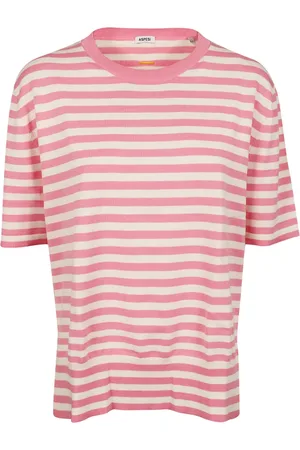 Aspesi Tops, Heren, Roze, M, Katoen, Gestreept T-shirt voor Mannen
