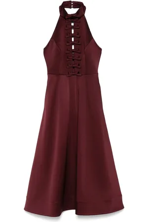 Rebecca Vallance Kleedjes, Dames, Rood, XS, Jurk met strikdetail en splitzakken