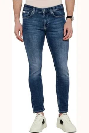 Calvin Klein Jeans, Heren, Blauw, W36 L32, Katoen, Slim Skinny Jeans Blauw Logo Gestikt