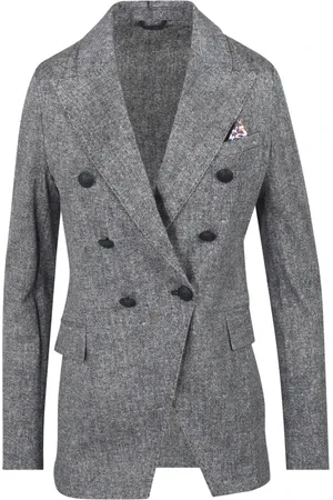 Circolo Jassen, Dames, Blauw, M, Katoen, Dubbelborstige katoenen blazer