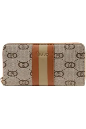 Liu Jo Accessoires, Dames, Veelkleurig, ONE Size, Polyester, Beige Polyester Portemonnee met Meerdere Compartimenten