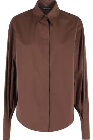 FEDERICA TOSI Blouses & Shirts, Dames, Bruin, S, Katoen, Bruine Katoenen Canvas Overhemd