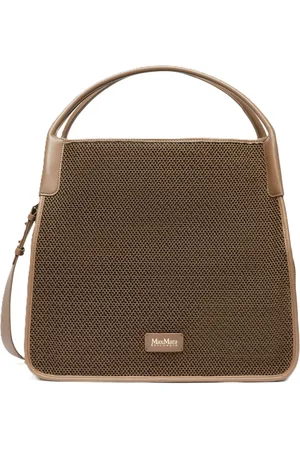 Max Mara Tassen, Dames, Bruin, ONE Size, Leer, Stijlvolle dagelijkse tas met netdetail