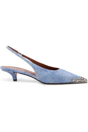 PARIS TEXAS Schoenen, Dames, Blauw, 41 EU, Denim, Denim Slingback met metalen neus