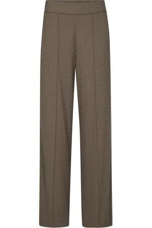 Mos Mosh Broeken, Dames, Bruin, XL, Polyester, Jacquard Lente Broek in Chocolate Chip