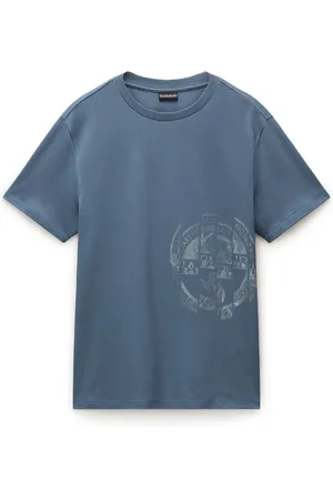 Napapijri Tops, Heren, Blauw, S, Katoen, Katoenen T-Shirt met Korte Mouwen