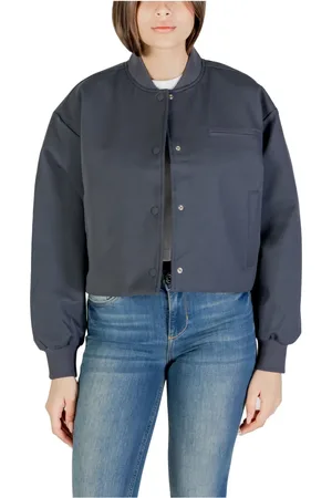 Calvin Klein Jassen, Dames, Grijs, S, Polyester, Korte bomberjack voor vrouwen