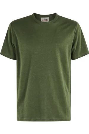 MC2 SAINT BARTH Tops, Heren, Groen, M, Linnen, Linnen T-shirt in legergroen