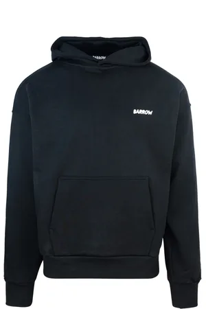 BARROW Sweatshirts & Hoodies, Heren, Zwart, M, Katoen, Zwarte hoodie met voorzak print