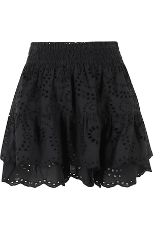 MC2 SAINT BARTH Rokken, Dames, Zwart, M, Katoen, Zwarte Kant Mini Rok Ruche Ontwerp