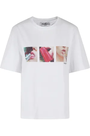 Fiorucci Tops, Dames, Wit, S, Katoen, Boxy Fit Popsicle T-Shirt