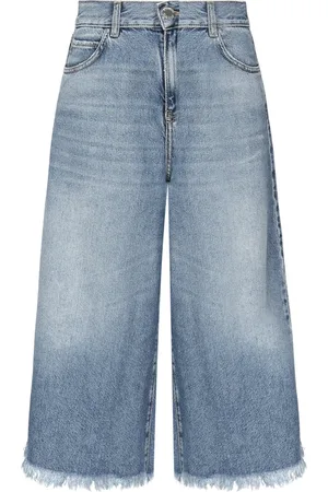 Pinko Jeans, Dames, Blauw, W28, Denim, Blauwe Denim Wijde Crop Jeans